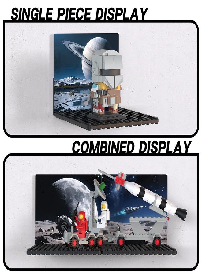 BlissBox 6-Pack Floating Shelves for Wall Compatible with Lego Building Bricks, Space Theme Background Panel, 5x5.5inch Dual-Sided 16x17 Studs for Toy Brick Storage and Display, Black - Image 5